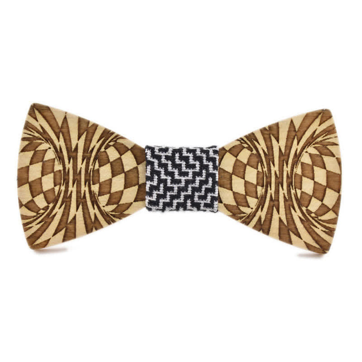 Papillon in legno con motivo a incisione creativa Dizzy da uomo