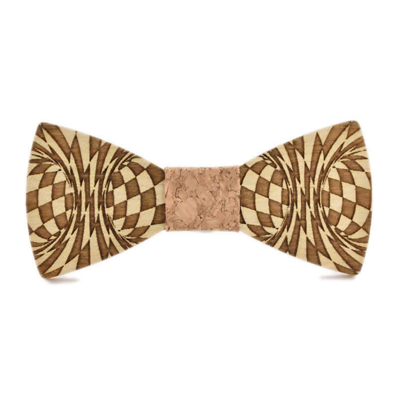 Papillon in legno con motivo a incisione creativa Dizzy da uomo