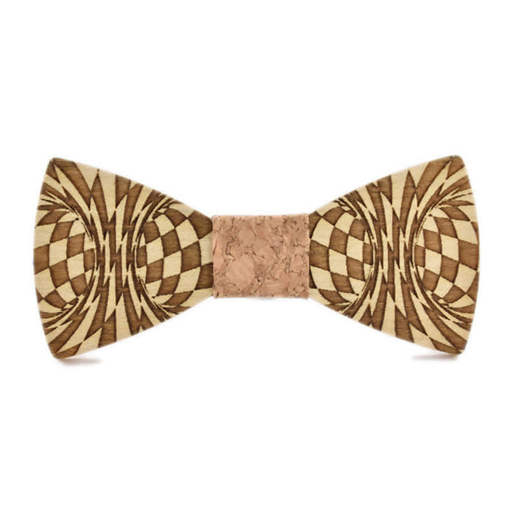 Papillon in legno con motivo a incisione creativa Dizzy da uomo