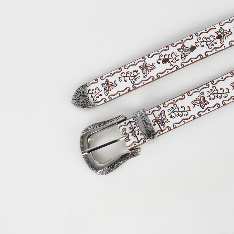 Cintura sottile in pelle con stampa a farfalla Fairycore da donna