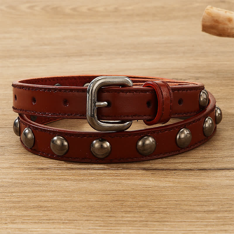 Cintura in pelle con borchie rotonde punk rock da donna