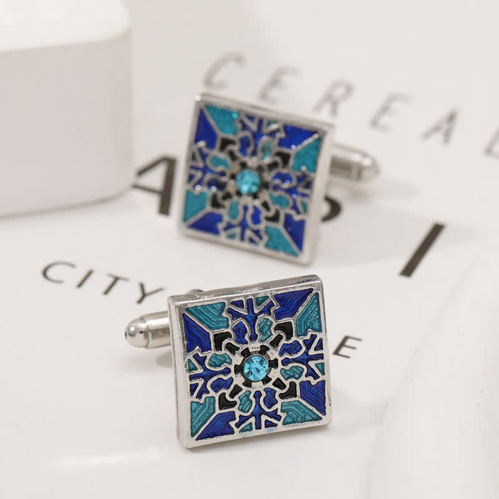 Gemelli da uomo classici con fiocco di neve in smalto blu