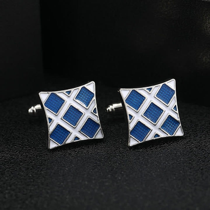 Gemelli da uomo classici con fiocco di neve in smalto blu