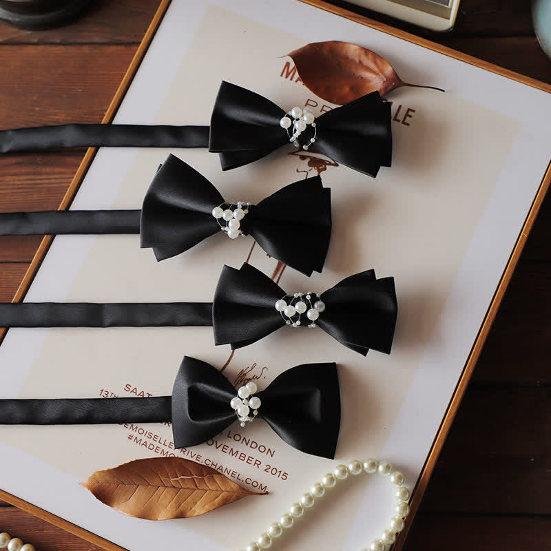 Papillon da sposa nero perlato da uomo con temperamento