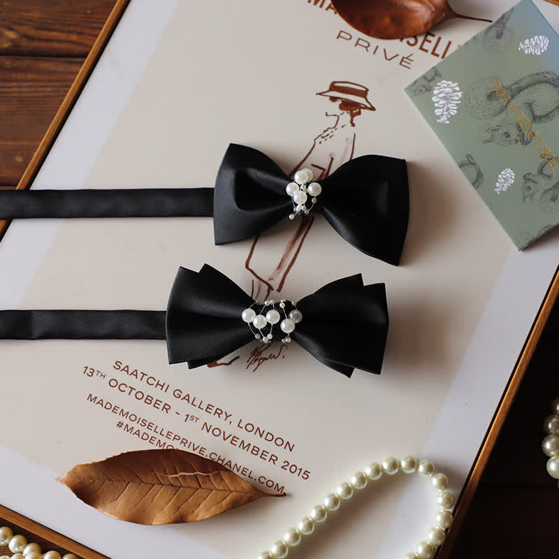 Papillon da sposa nero perlato da uomo con temperamento