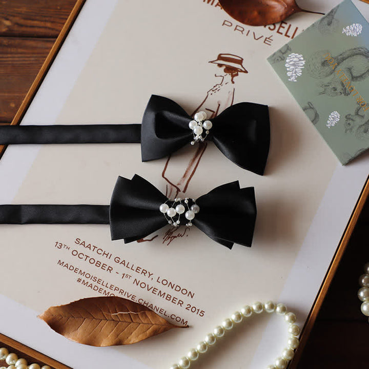 Papillon da sposa nero perlato da uomo con temperamento