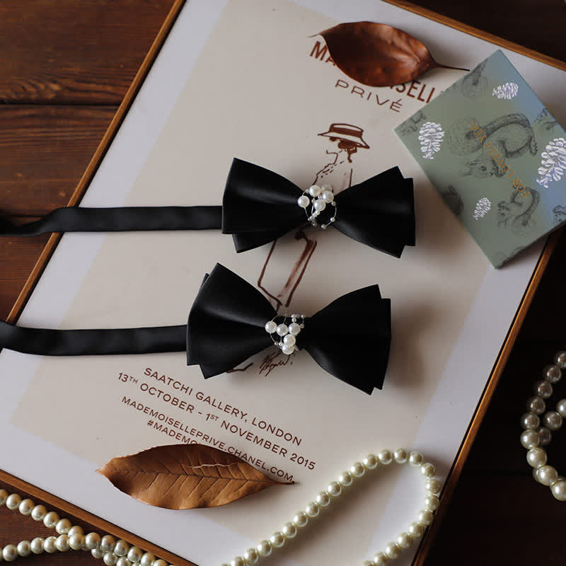 Papillon da sposa nero perlato da uomo con temperamento