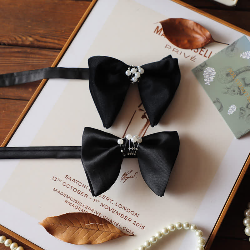 Papillon da sposa nero perlato da uomo con temperamento