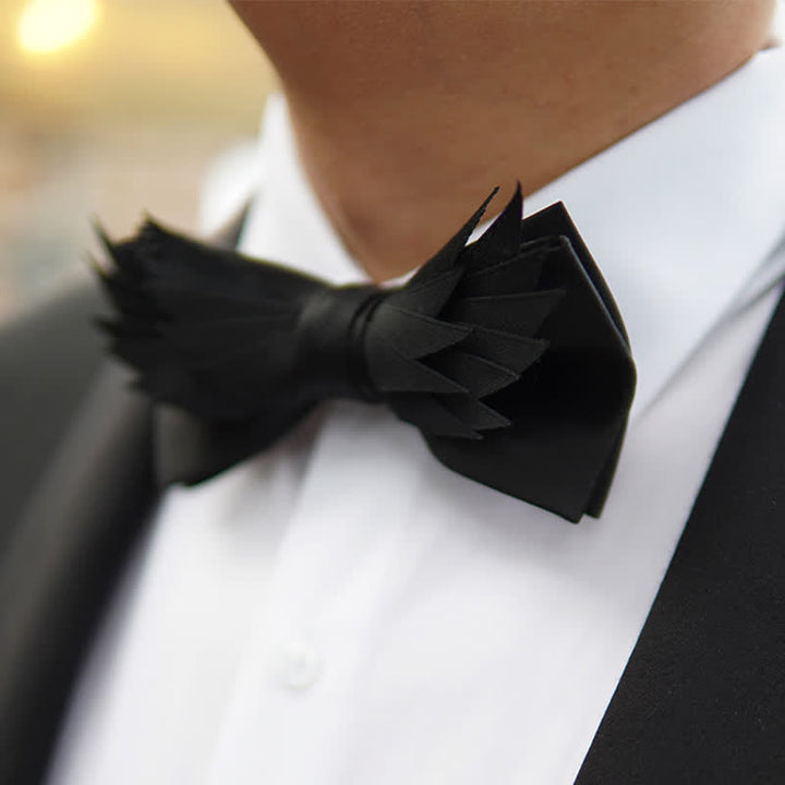 Papillon a forma di ali a strati tutto nero da uomo