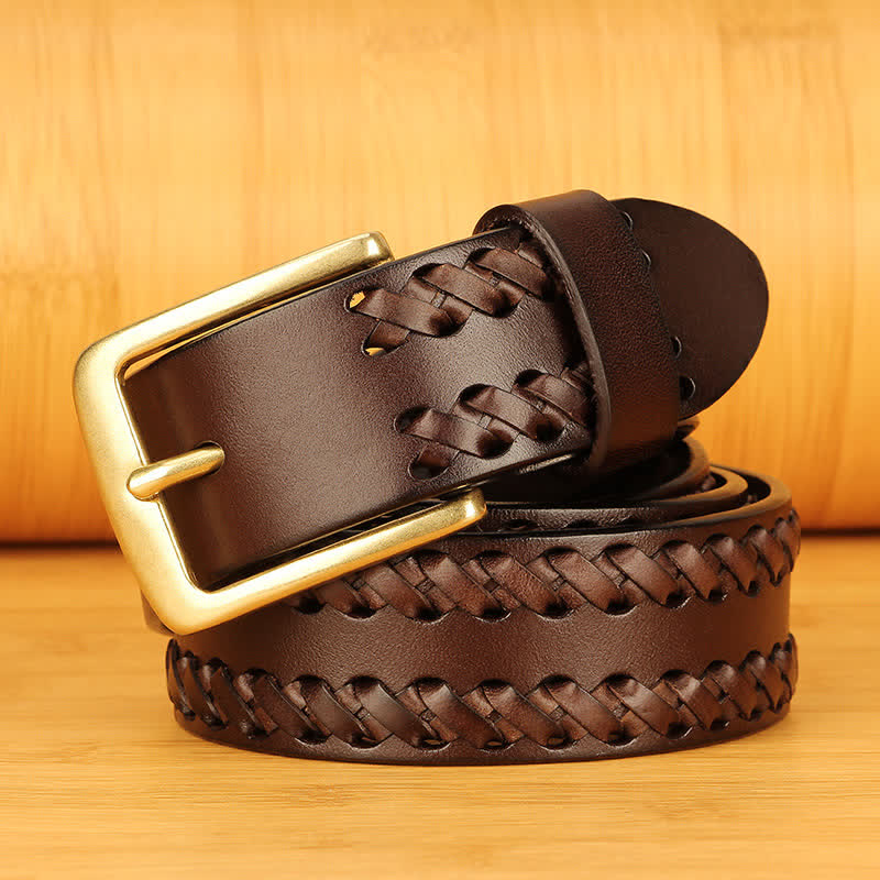 Cintura in pelle intrecciata casual da lavoro per uomo