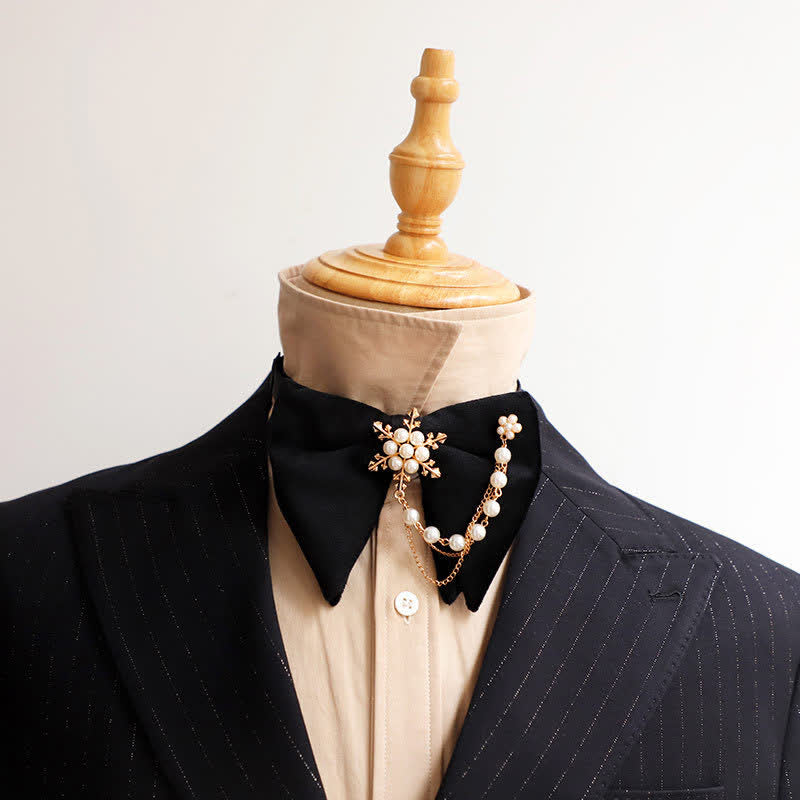 Set di papillon in velluto nero con strass scintillanti