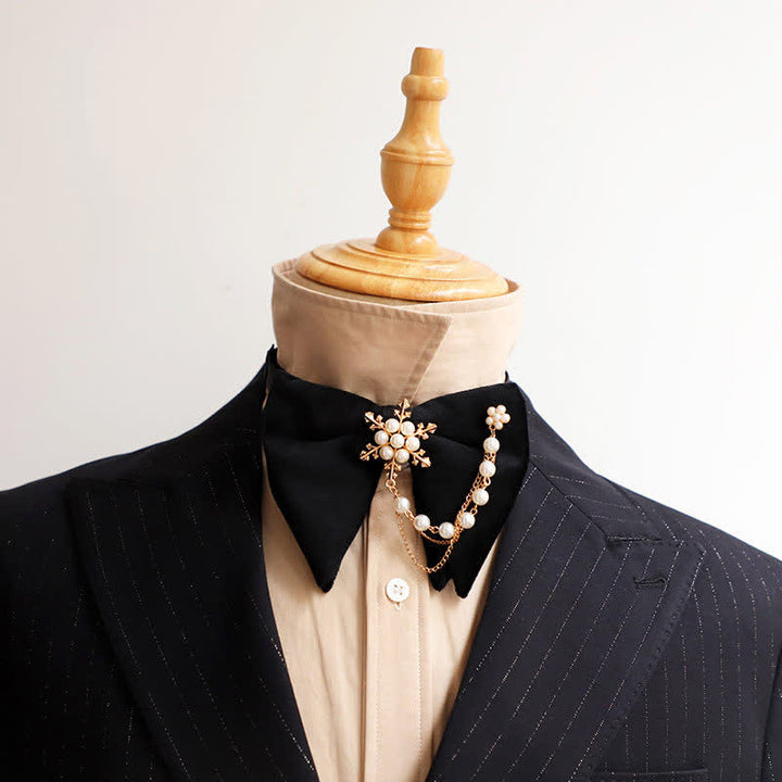 Set di papillon in velluto nero con strass scintillanti