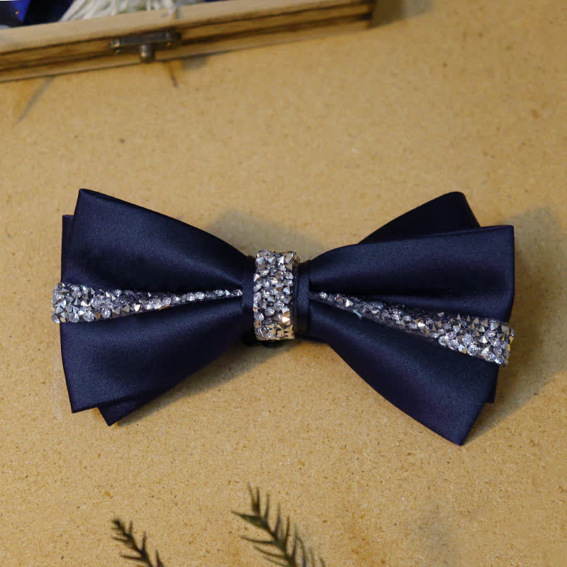 Set di papillon blu navy con strass Royal Gentlemanlike
