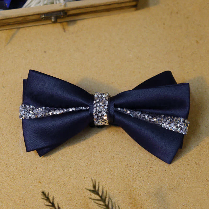 Set di papillon blu navy con strass Royal Gentlemanlike