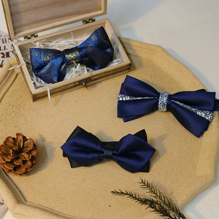 Set di papillon blu navy con strass Royal Gentlemanlike
