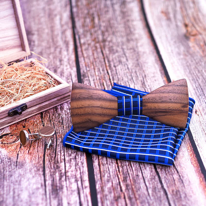 Set di 3 papillon in legno di noce nero alla moda da uomo