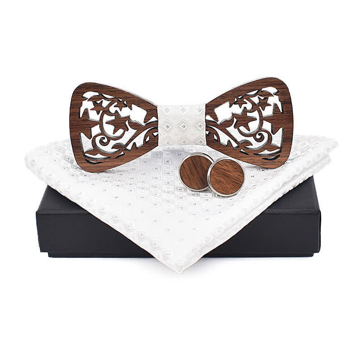 Set di 3 papillon in legno con stella cava creativa da uomo