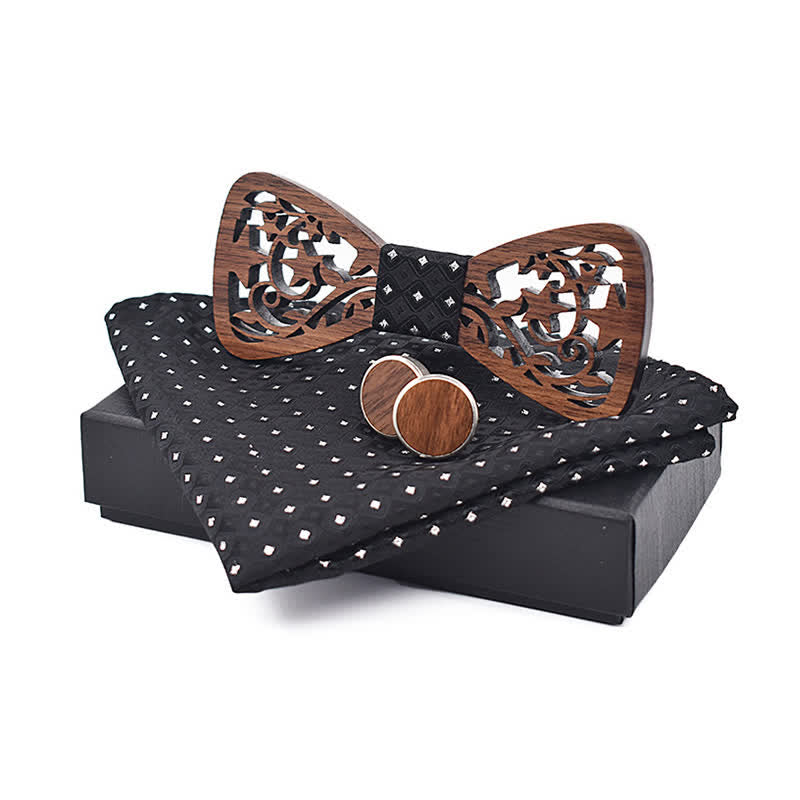 Set di 3 papillon in legno con stella cava creativa da uomo