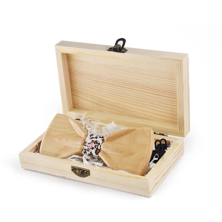 Set di 4 papillon in legno con design 3D alla moda da uomo