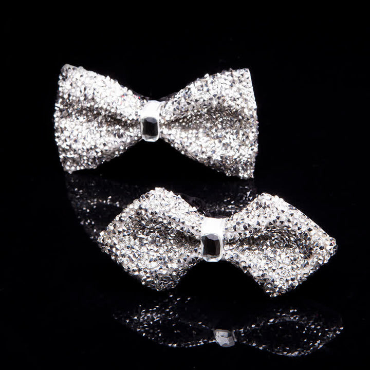 Papillon da uomo con strass bianchi scintillanti