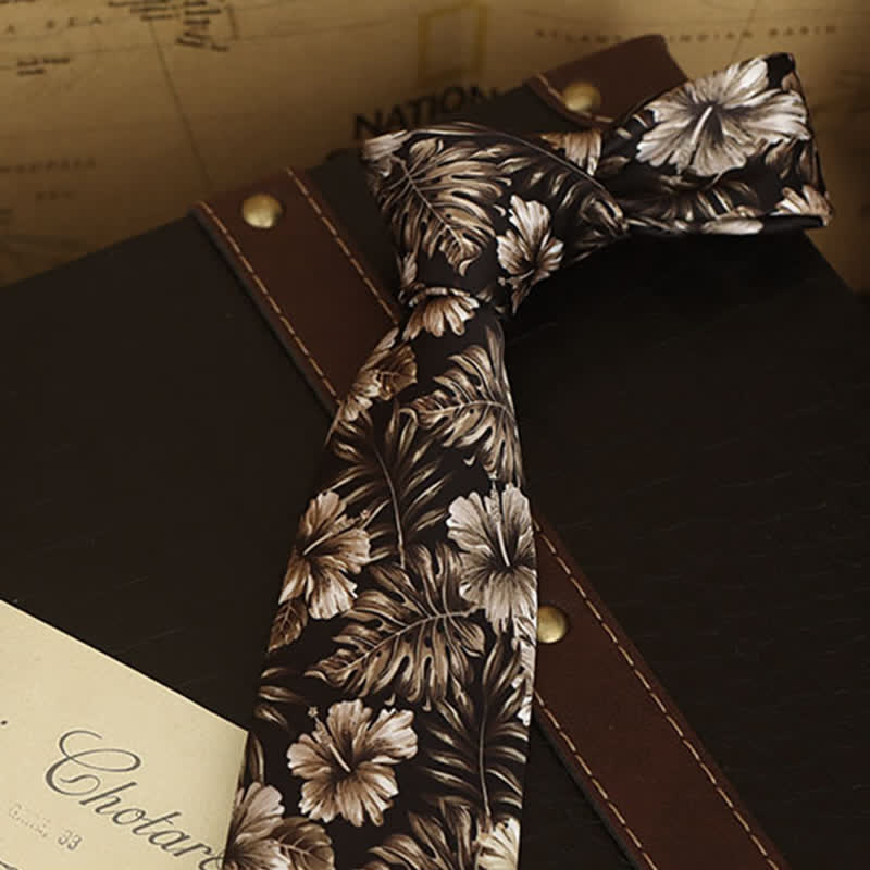 Camicia formale con stampa floreale da uomo e cravatta