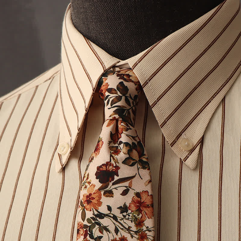 Camicia formale con stampa floreale da uomo e cravatta