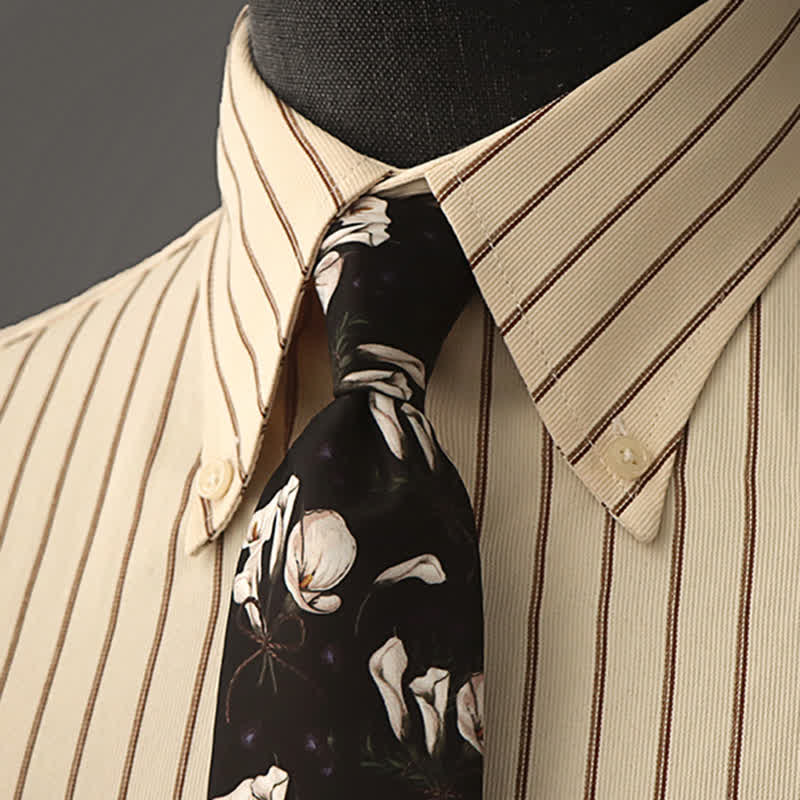 Camicia formale con stampa floreale da uomo e cravatta