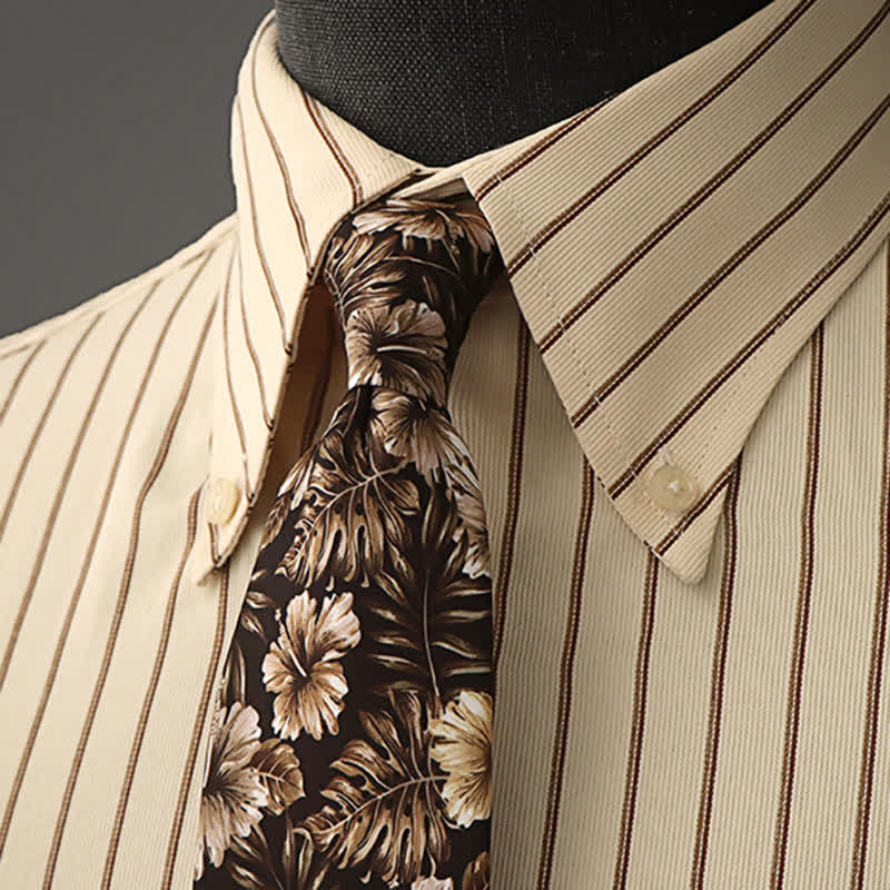Camicia formale con stampa floreale da uomo e cravatta