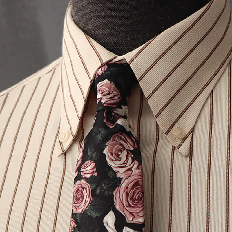 Camicia formale con stampa floreale da uomo e cravatta