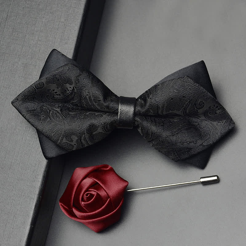 Set di 3 papillon a doppia punta con motivo Paisley esotico da uomo