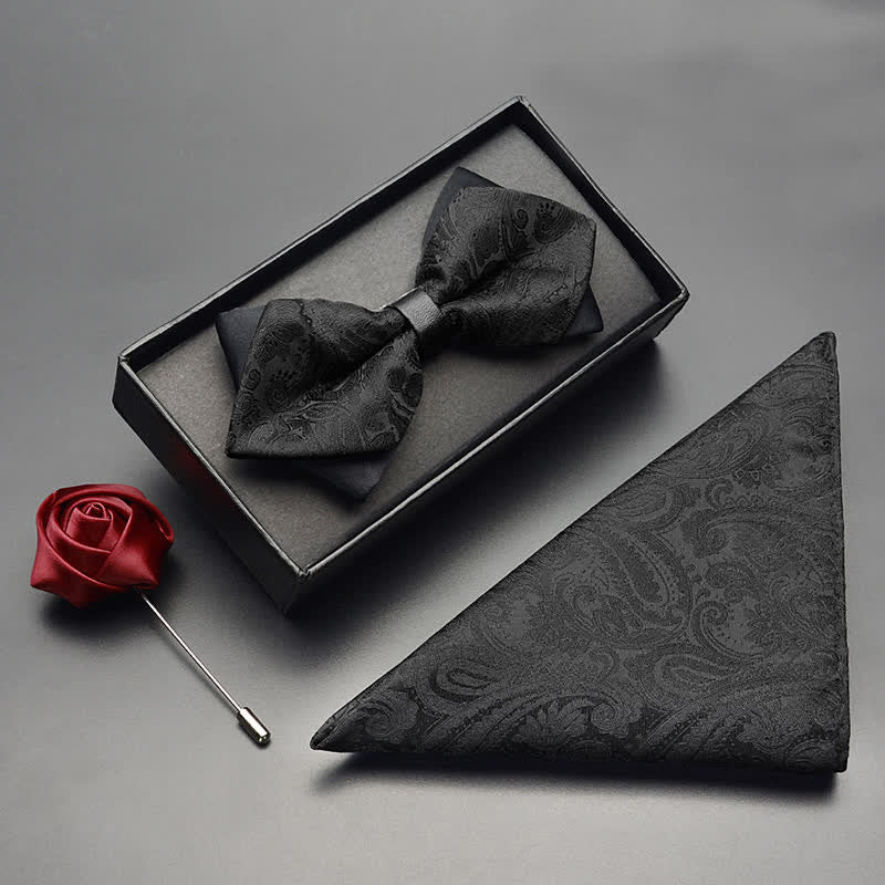 Set di 3 papillon a doppia punta con motivo Paisley esotico da uomo