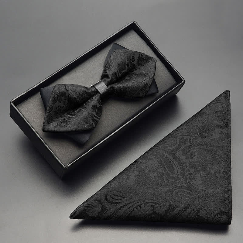 Set di 3 papillon a doppia punta con motivo Paisley esotico da uomo