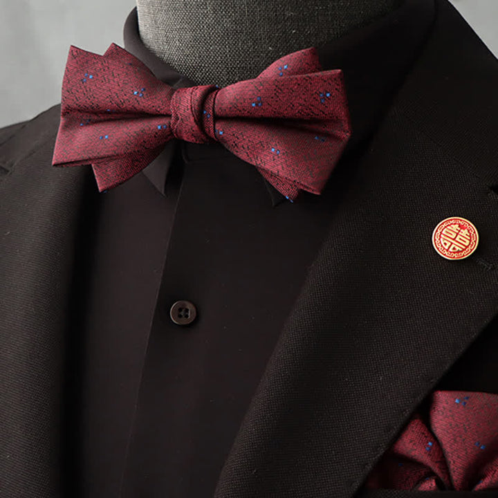 Set di 2 fazzoletti con papillon e motivo floreale bordeaux da uomo