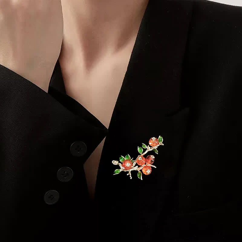 Spilla a forma di albero di cachi portafortuna da donna