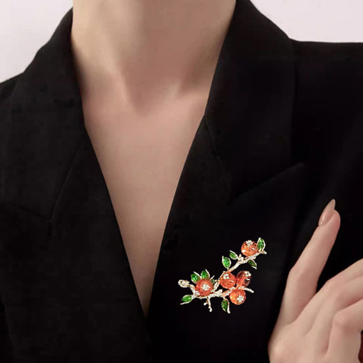 Spilla a forma di albero di cachi portafortuna da donna