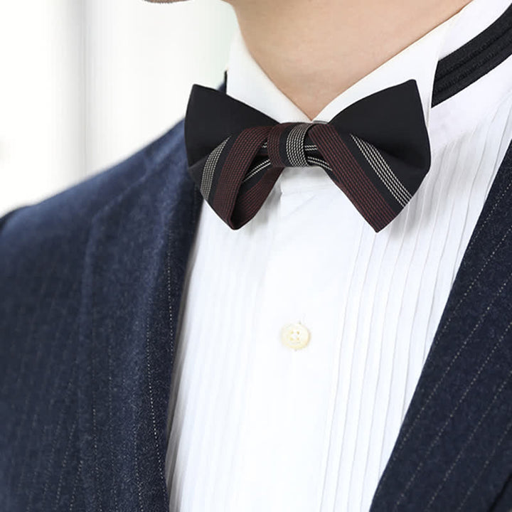 Papillon formale a righe bordeaux e nere da uomo