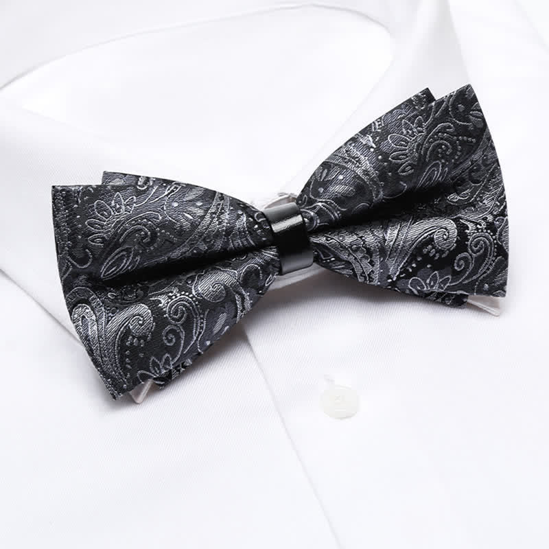 Papillon da uomo con motivo Paisley grigio di lusso