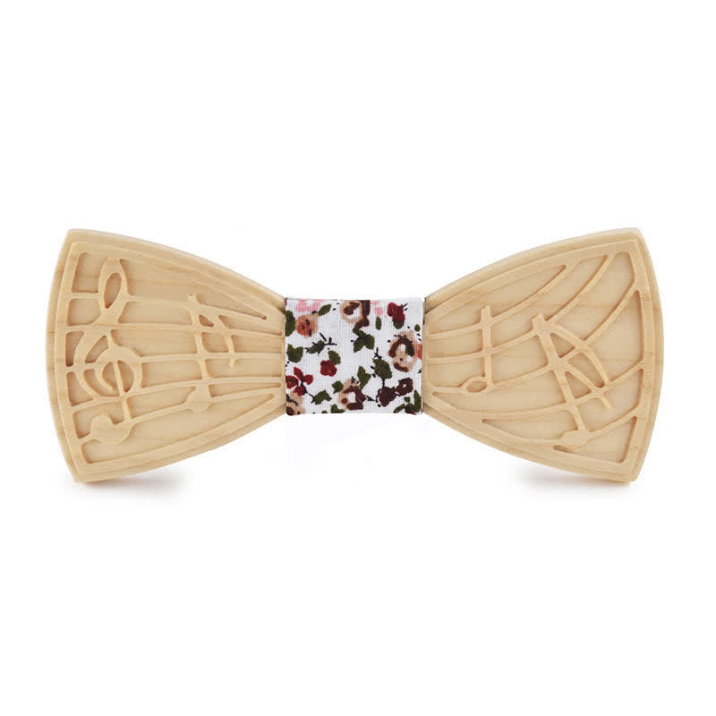 Papillon in legno con incisione musicale da uomo