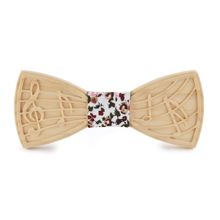Papillon in legno con incisione musicale da uomo