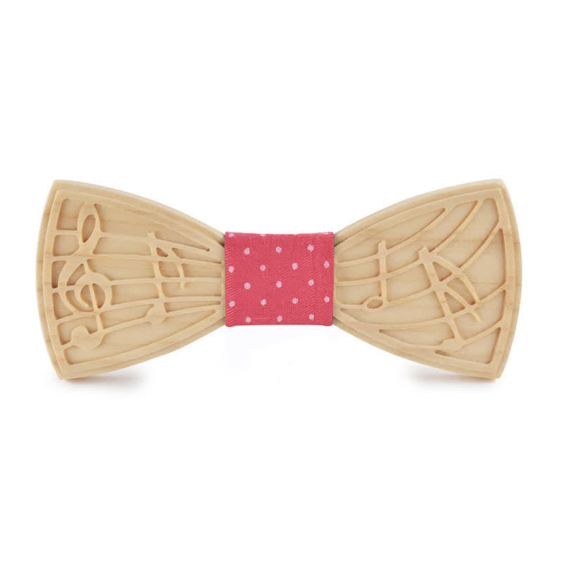 Papillon in legno con incisione musicale da uomo