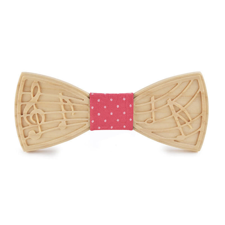 Papillon in legno con incisione musicale da uomo