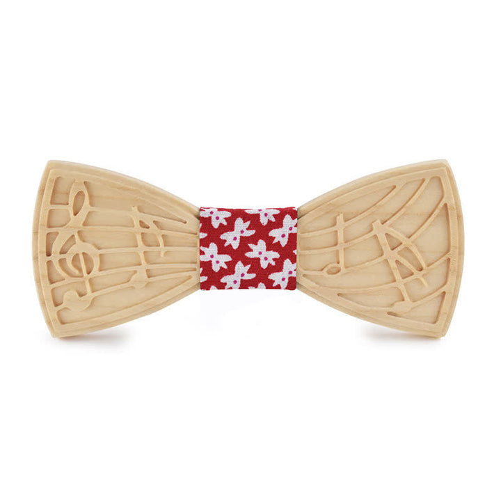 Papillon in legno con incisione musicale da uomo