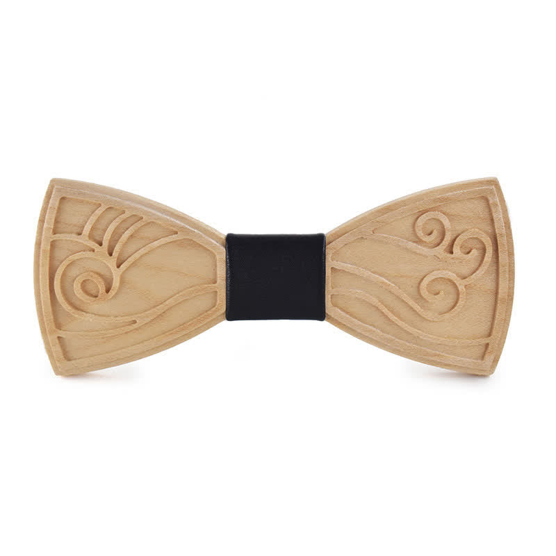 Papillon in legno con incisione musicale da uomo
