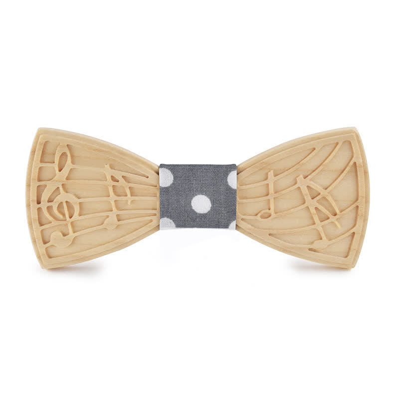 Papillon in legno con incisione musicale da uomo