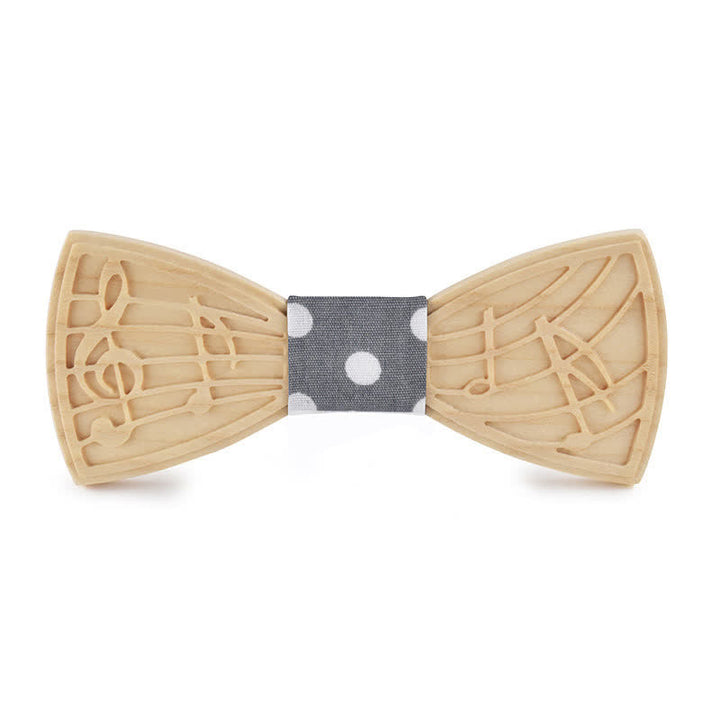 Papillon in legno con incisione musicale da uomo