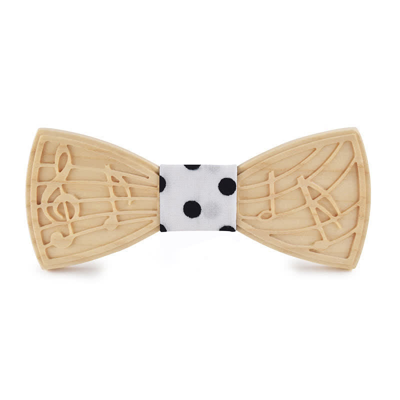 Papillon in legno con incisione musicale da uomo