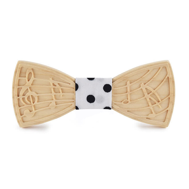 Papillon in legno con incisione musicale da uomo