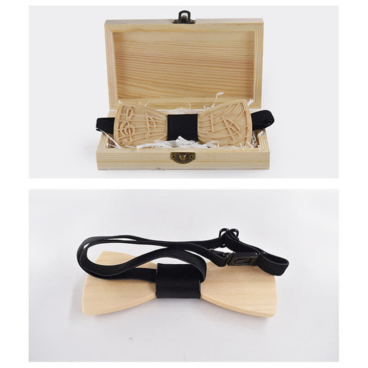 Papillon in legno con incisione musicale da uomo
