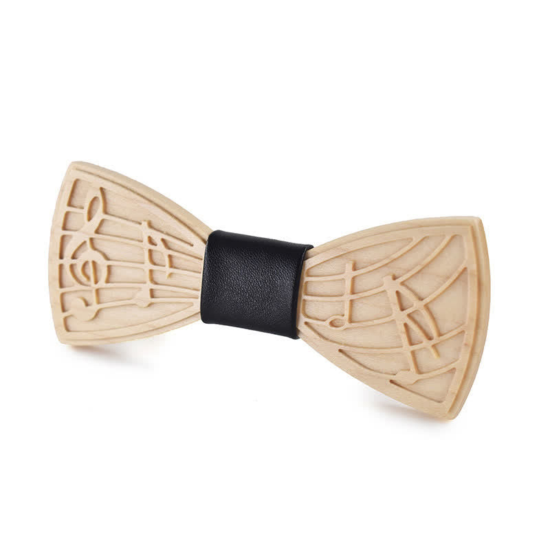 Papillon in legno con incisione musicale da uomo