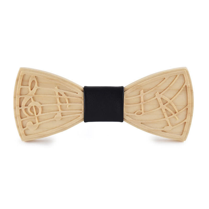 Papillon in legno con incisione musicale da uomo